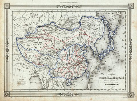 1852 Lavasseur Map of China, Japan and the Liu-Chiu Islands