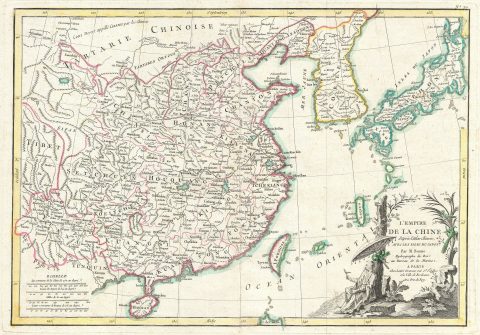 1783 Janvier Map of China, Korea, and Japan