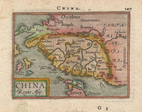 1598 Ortelius Miniature Map of China
