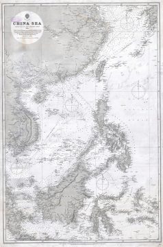 1886 British Admiralty General Chart of the China Sea (China, Philippines, Singapore)