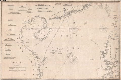 1848 Horsburgh Map of of the South China Sea: Hong Kong, Philippines, Hainan