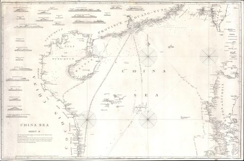 1850 Horsburgh Map of of the South China Sea: Hong Kong, Philippines, Hainan