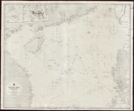 1873 British Admiralty Nautical Map of the South China Sea: Hong Kong, Philippines, Vietnam