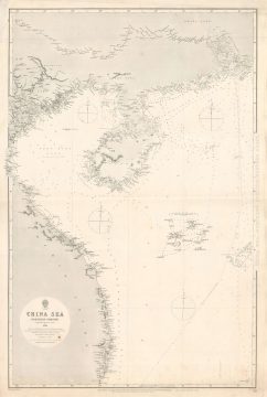 1886 Admiralty Nautical Chart of Vietnam, the Gulf of Tonkin, and Hainan, China