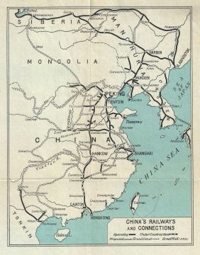 1924 Imperial Japanese Railway Map of China