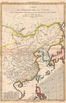 1780 Raynal / Bonne Map of China, Korea, and Japan
