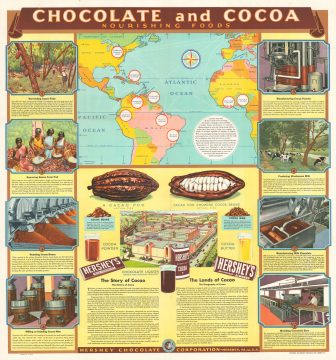 1953 Hershey Chocolate Corporation Map of World Cacao Suppliers