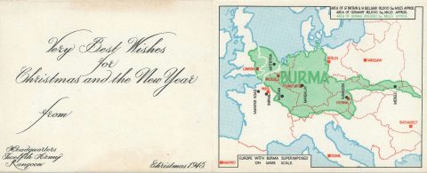 1945 British Twelfth Army Christmas Card Map of Burma