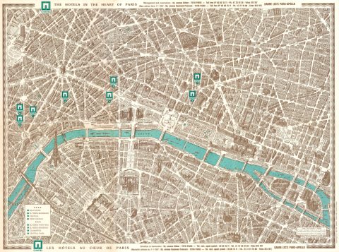 1986 Blondel La Rougery Bird's-Eye View Map of Paris, France