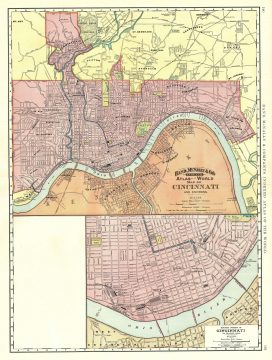 1891 Rand McNally Map or Plan of Cincinnati, Ohio