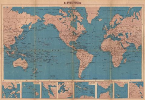 1939 French Newspaper Map of the World at the Beginning of World War II