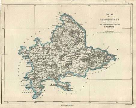 1854 Pharoah and Company Map of the Khammam District of Telangana, India