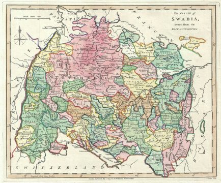 1793 Wilkinson Map of Swabia, Germany
