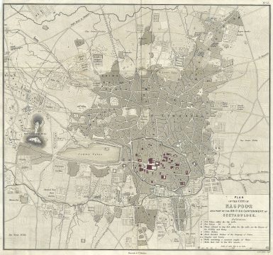 1854 Pharoah and Company Map of the City of Nagpur, Maharashtra, India