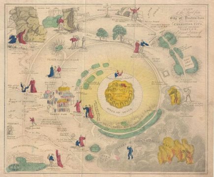 1850 Bunyan Allegorical Map of path to Redemption
