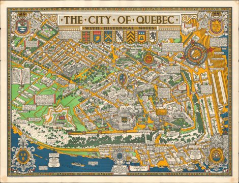 1932 Maw Pictorial Map of the City of Quebec, Canada