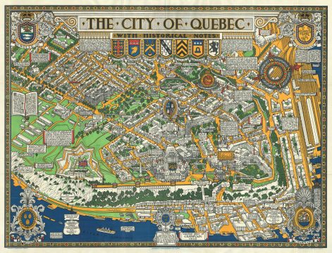 1932 Maw Pictorial Map of the City of Quebec, Canada