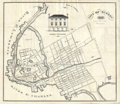 1829 Hamel Plan or Map of the City of Quebec, Canada