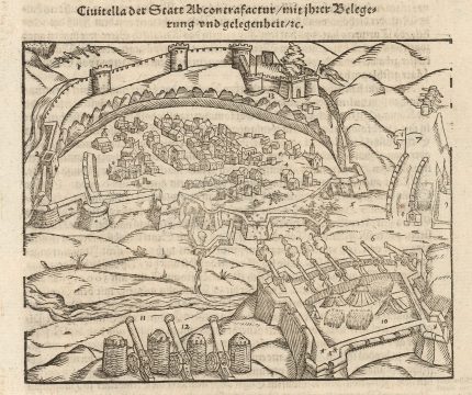 1588 / 1598 Munster Bird's Eye View of the Siege of Civitella
