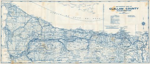 1970 Metsker Map of Clallam County, Washington (Olympic Peninsula)