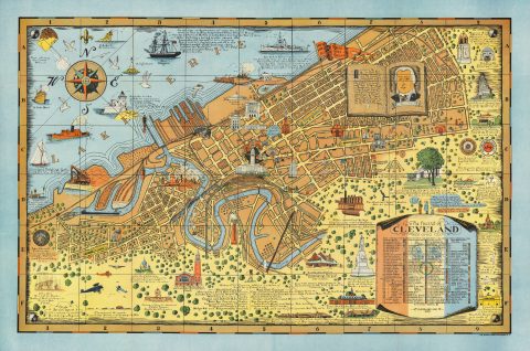 1928 Suchy Pictorial Map of Cleveland, Ohio