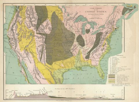 1866 Daddow Map of United States Coal Fields