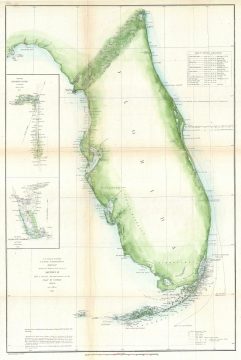 1860 U. S. Coast Survey Chart or Map of Florida