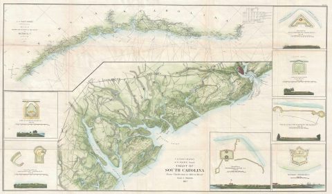 1862 U. S. Coast Survey Map or Chart of the Coast of South Carolina and Georgia