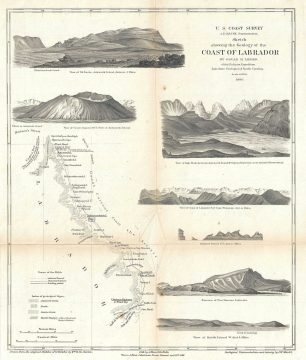 1860 U.S. Coast Survey Map or Chart of the Coast of Labrador, Newfoundland and Labrador, Canada