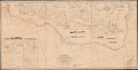 1842 Laurie / Purdy Blueback Nautical Chart of Brazil