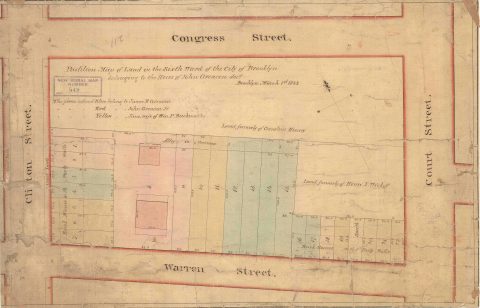 1853 Manuscript Survey Map of Cobble Hill, Brooklyn, New York