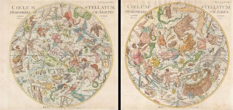 1801 Bode Celestial Hemispheres or Star Maps (set of 2 maps) (elephant folio)