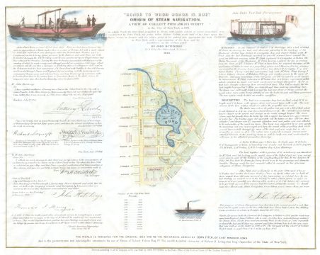 1846 Broadside of the Collect Pond, New York and Steam Boat ( Five Points )