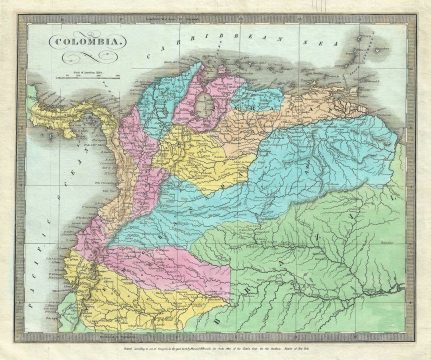 1834 Burr Map of Colombia, Venezuela, Ecuador and Guyana