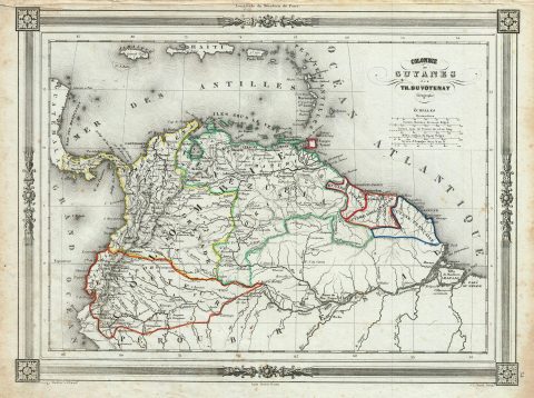 1852 Duvotenay Map of Colombia and Guyana