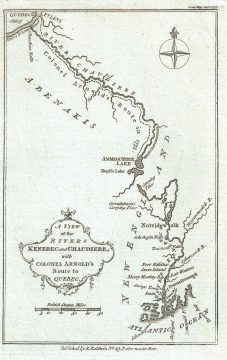 1776 Baldwin Map of Benedict Arnold's Expedition to Quebec