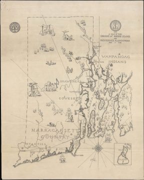1925 Witherell Pictorial Historical Map of Rhode Island