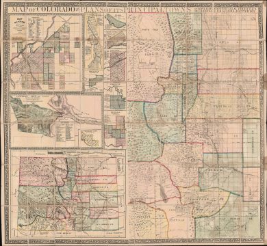 1872 Bonsall and Kellogg Map of Colorado w/ insets of Denver, Boulder, Central