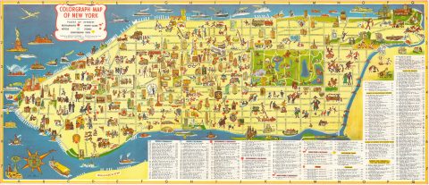 1954 Moss Pictorial Map of Manhattan, New York City