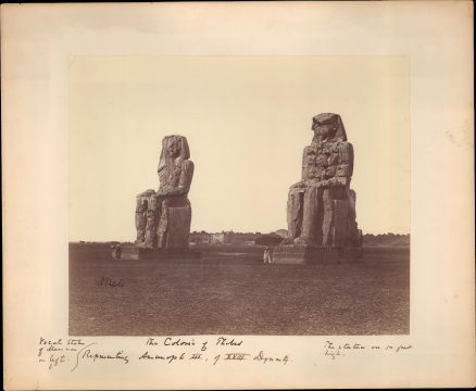 1860 Antonio Beato Albumen Silver Print Photograph: Colossi of Memnon, Thebes, Egypt