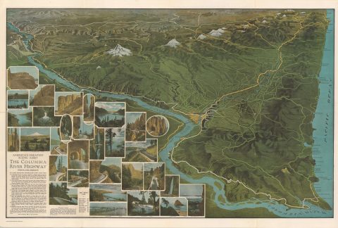 1925 Routledge View Map of the Columbia River Highway, Oregon