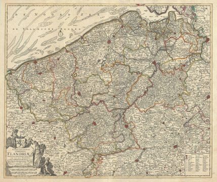 1721 De Wit Map of Flanders (Holland and Belgium)