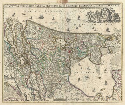 1721 De Wit Map of the Netherlands (Holland)