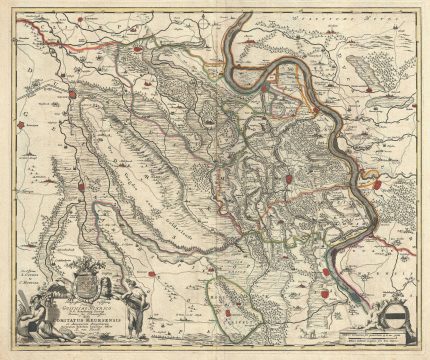 1721 De Wit Map of the County of Moers, Germany