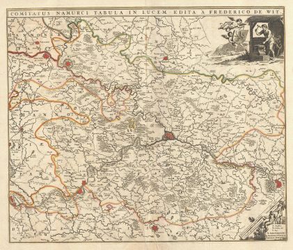 1721 De Wit Map of the County of Namur, Belgium