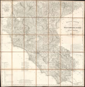 1870 Vallardi Map of Umbria - Lazio or the Country Around Rome, Italy