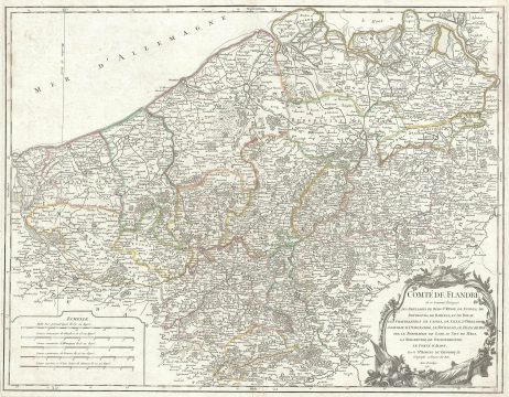 1752 Vaugondy Map of Flanders: Belgium, France, and the Netherlands