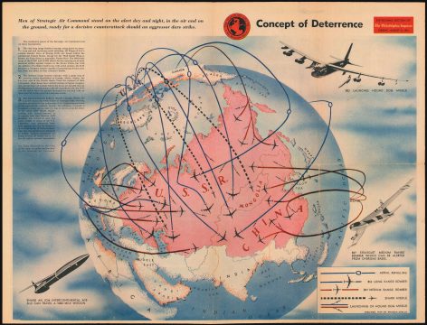 1961 Shallo Pictorial Map of Asia Highlighting America's Nuclear Response Capability