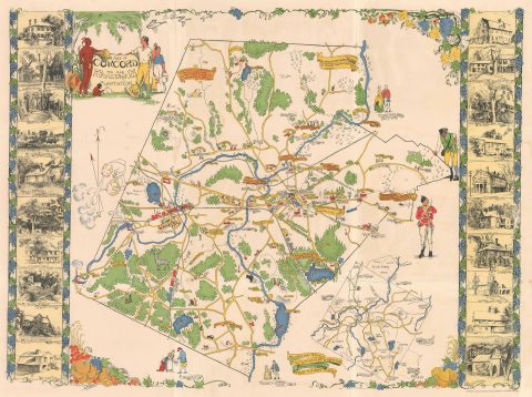 1928 Bodley Pictorial Map of Concord, Massachusetts