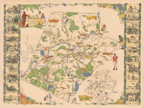 1928 Bodley Pictorial Map of Concord, Massachusetts